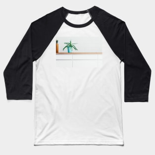 Aloe Vera Plant in Beautiful Turquoise Pot Standing in Modern Minimalist Kitchen Baseball T-Shirt